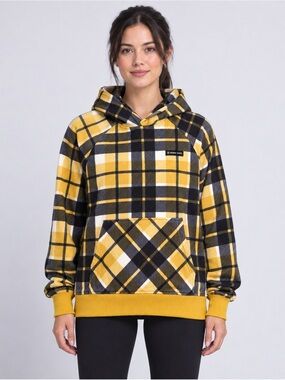NWOT Spark Paws Yellow Plaid Human Hoodie Cotton Blend Animalcore Pets Unisex L